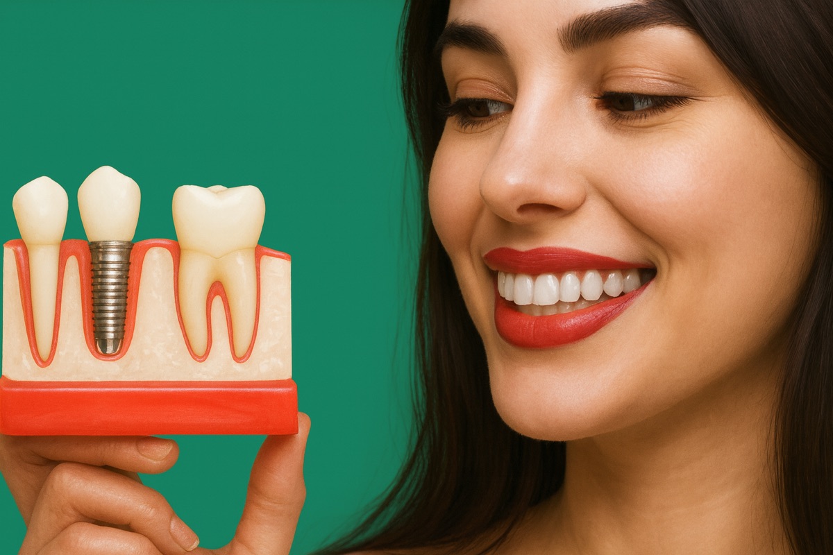 Dental implant model used to illustrate treatment planning
